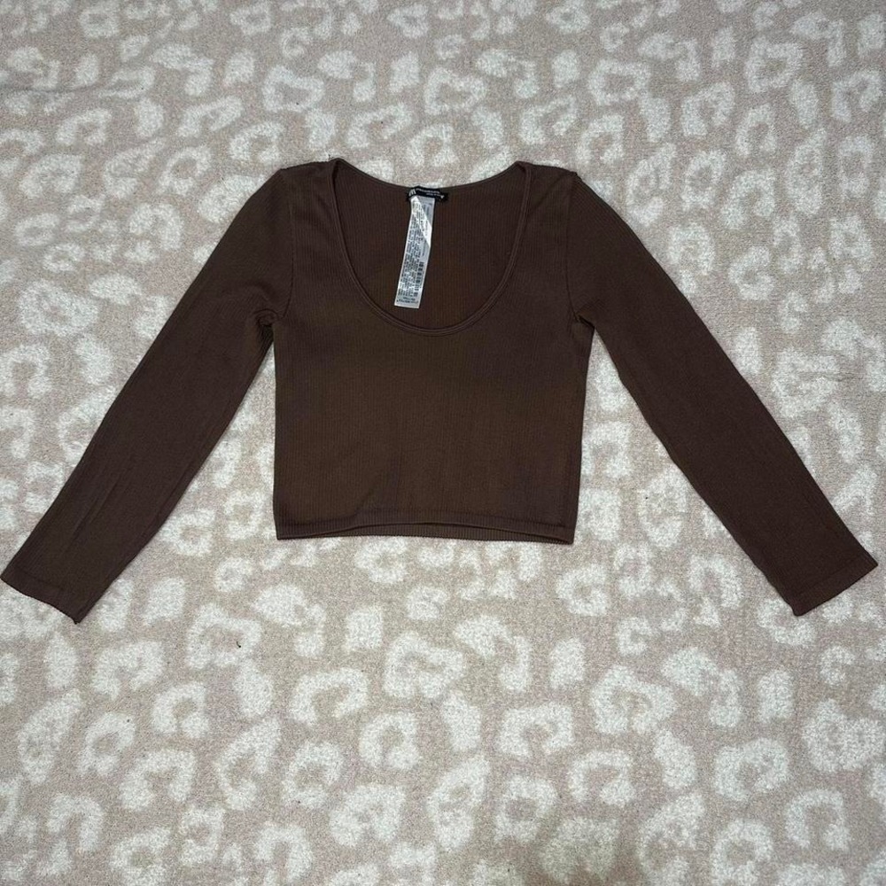 ZARA‎ Long Sleeve Ribbed Crop Top – Size XS-S